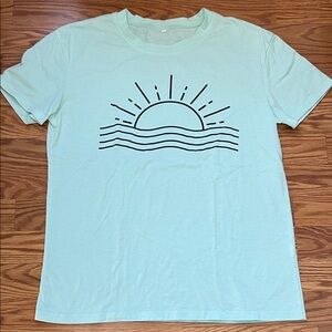 Sunrise Graphic Light Blue Teal T-Shirt